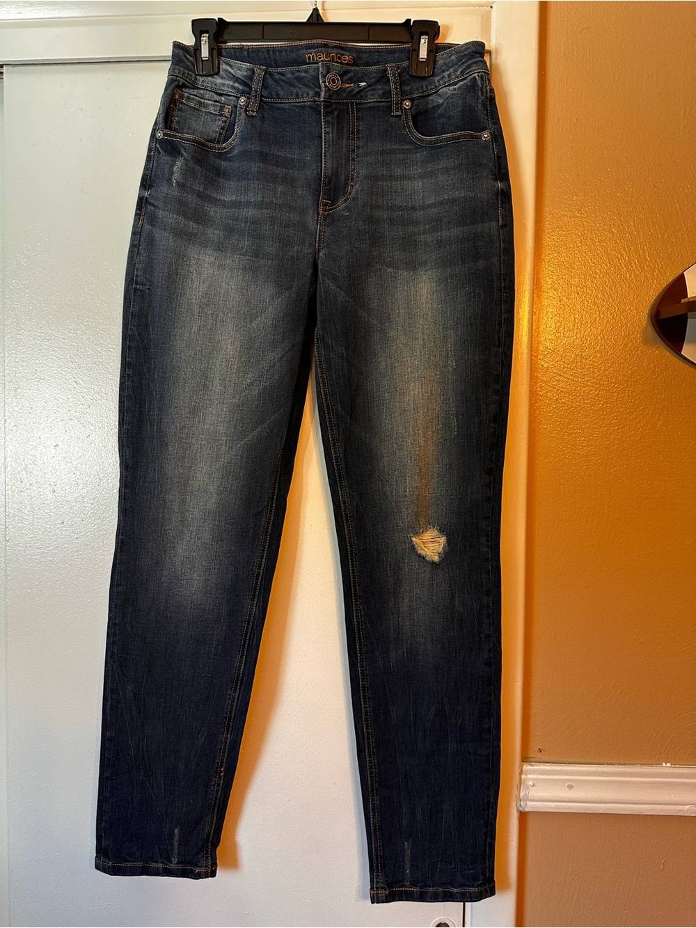 Maurices Dark Blue Distressed Skinny Jeans